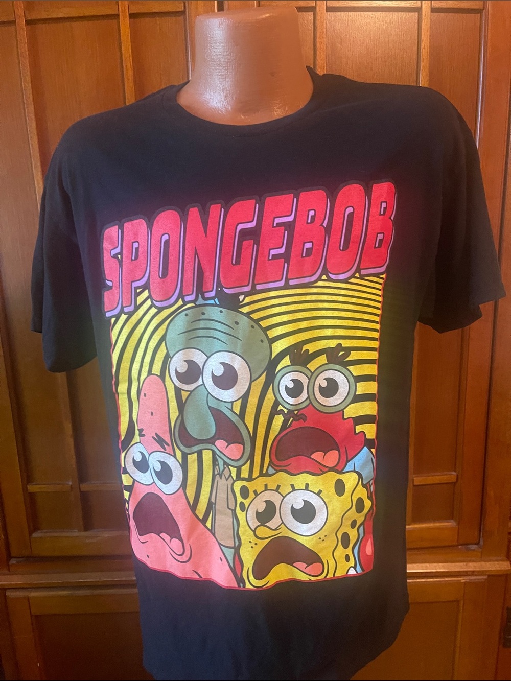 Nickelodeon SpongeBob Black Graphic Tee with Multicolor Print